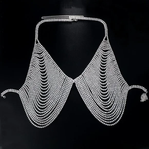 Crystal Chest Bra lingerie Women Rhinestone Underwear Bikini Body Jewelry - Picture 5 of 5